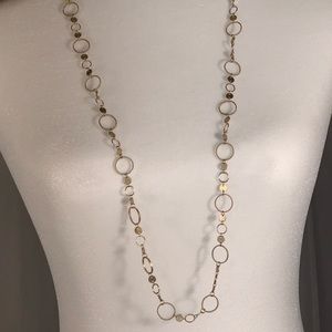 Brushed gold tone long layering necklace